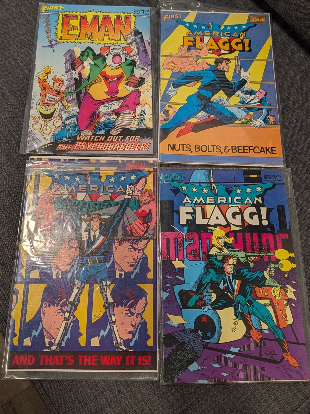 American Flagg #10 #20 #32 E-Man #5 First Comics 1983-86 4 Comic Lot